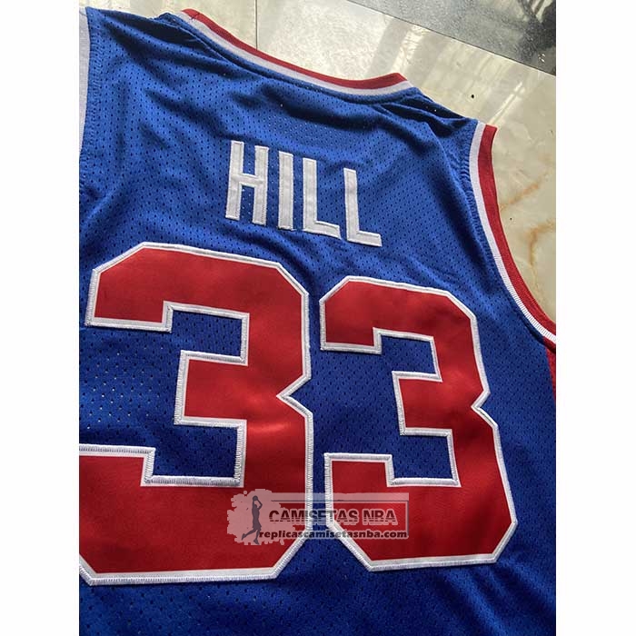 Camiseta Detroit Pistons Grant Hill NO 33 Mitchell & Ness 1995-96 Azul